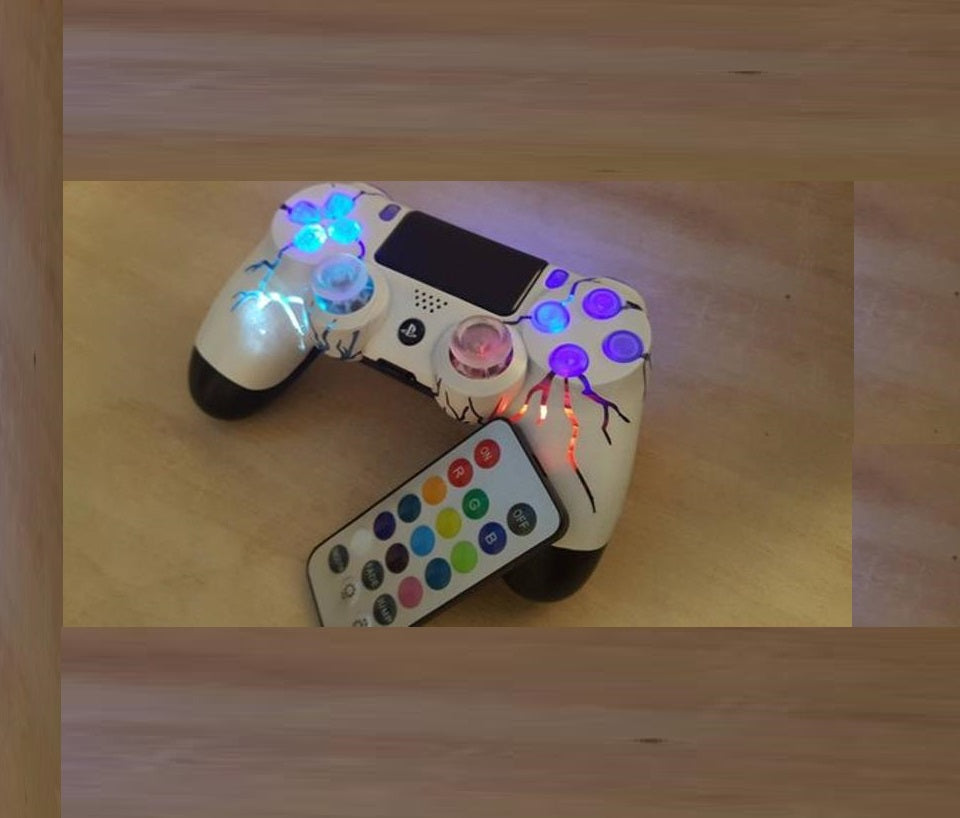 PS4 Wireless "ArcadeFi2e" independent controllable LEDs custom made + remote