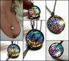Crown Bezel Set Leaf Necklace Glass Terrarium