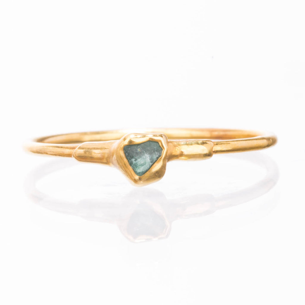 Dainty Raw Emerald Ring